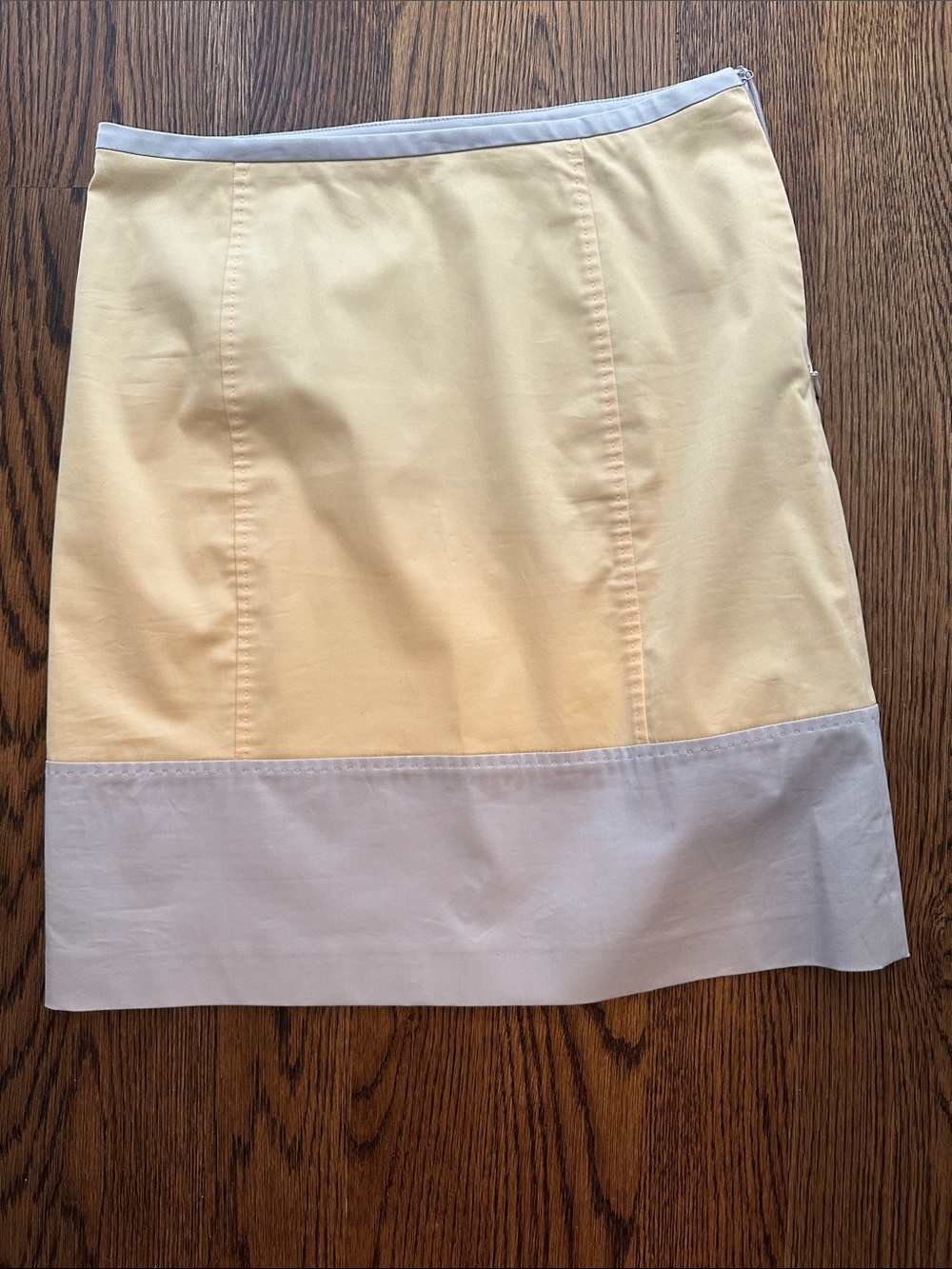 Georges Rech Light Yellow and White Colorblock Cotton Skirt
